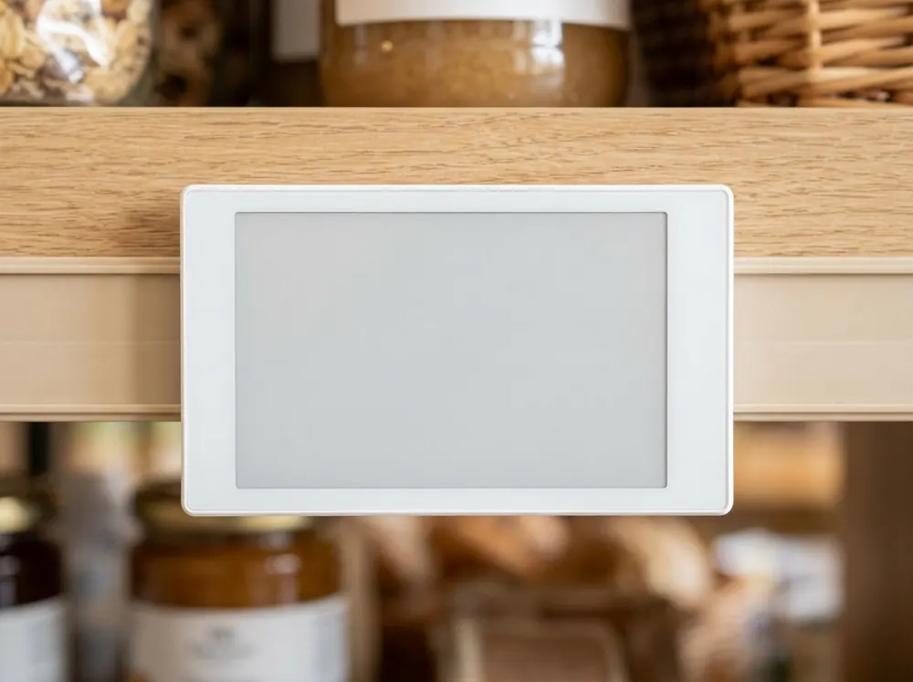 Electronic shelf label on a shelf